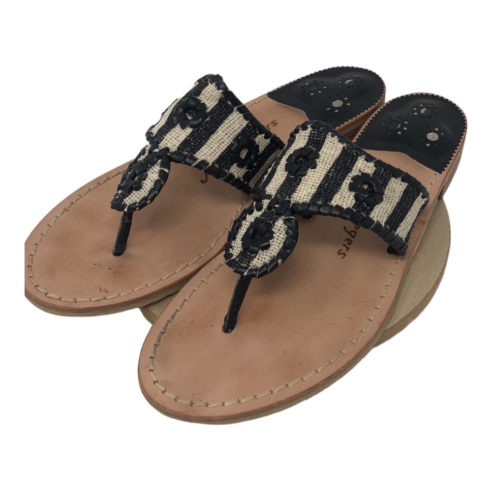 Jack Rogers Black White Leather Sandals Size 9